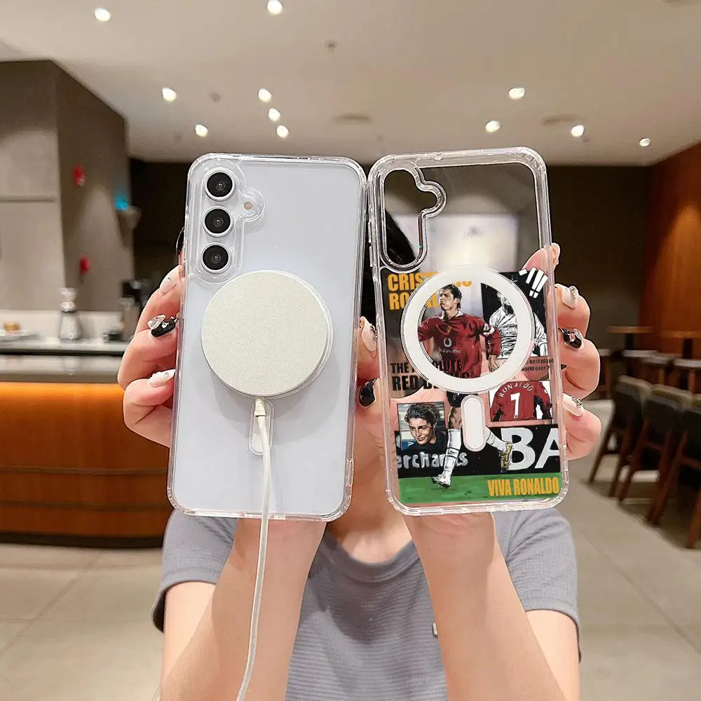 Чехол для телефона Famous Football M-Messi CR7 NJR роскошный магнитный чехол Magsafe Samsung S24 S23 S22 S21