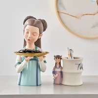 chinese girl storage tray creative home decoration living room resin sculpture tray decoration room room desktop tray decoration