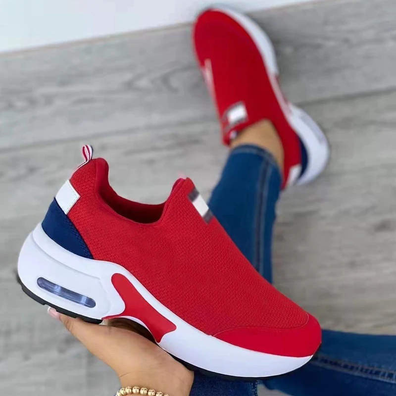 

2022 New Fashion Women Casual Shoes Platform Solid Color Flats Ladies Shoes Summer Breathable Wedges Ladies Walking Sneakers