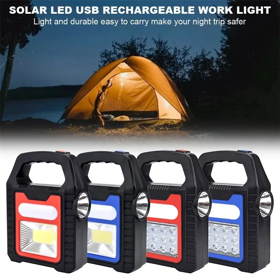 

Solar Portable Lanterns COB Led Work Light Waterproof Emergency Spotlight USB Rechargeable Flashlight for Outdoor Hiking Camping