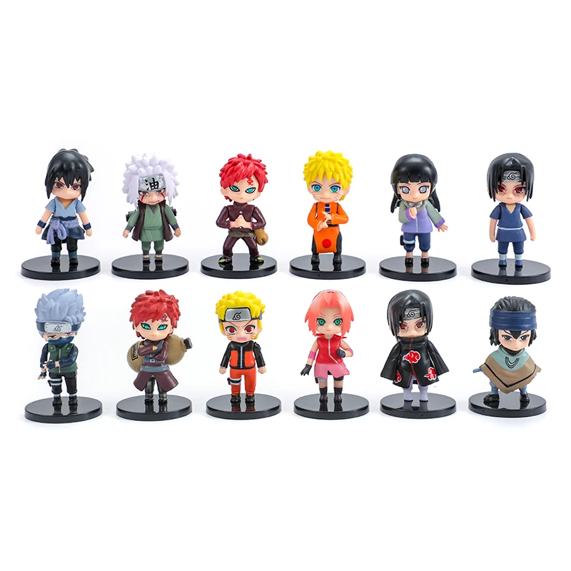 

Hot 12Pcs/Set Anime Naruto Shippuden Hinata Sasuke Itachi Kakashi Gaara Anime Figure Q Version PVC Figures Toys Dolls Kid Gift