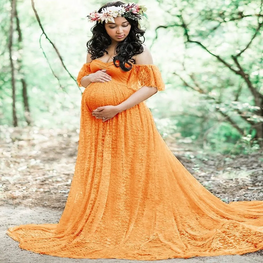 Sexy Lace Maternity Dresses For Photo Shoot Pregnant Women Baby Shower Dress Maxi Gown Pregnancy Dress Photography Props Lady