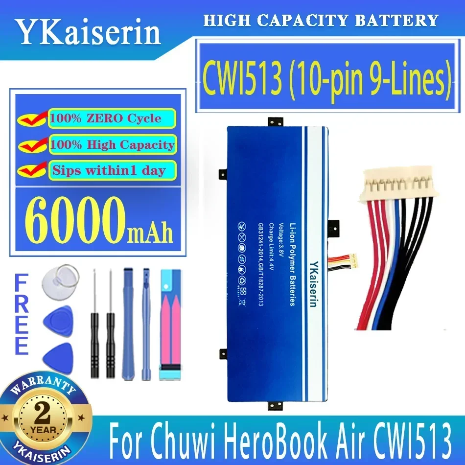 Аккумулятор YKaiserin 6000 мАч для Chuwi HeroBook Air CWI513 11 6 дюйма MB 2455012 НВ- 3492107 -2С 3791229 C H- 3585229 П
