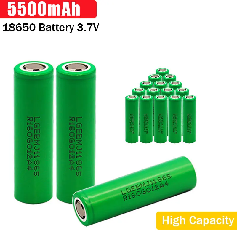 

2023 New Original High Capacity 18650 5500mAH Battery 18650 Current Lithium Rechargeable Batteries For Flashlight Lamps