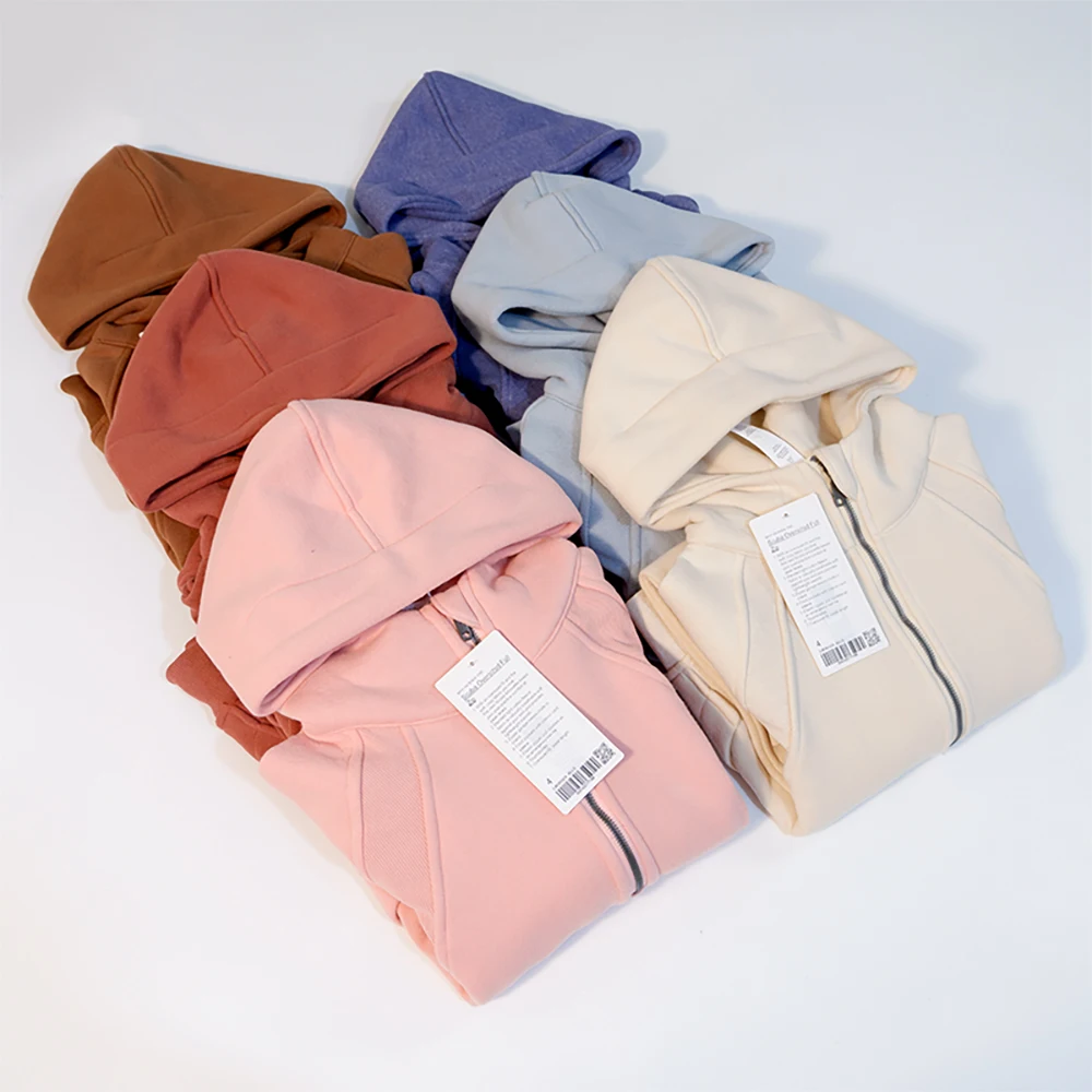 Oversized Lulu Scuba Half-Zip Hoodie Waist Length Jackets Sweatshirts Soft Thumbholes Leisure Yoga Coat