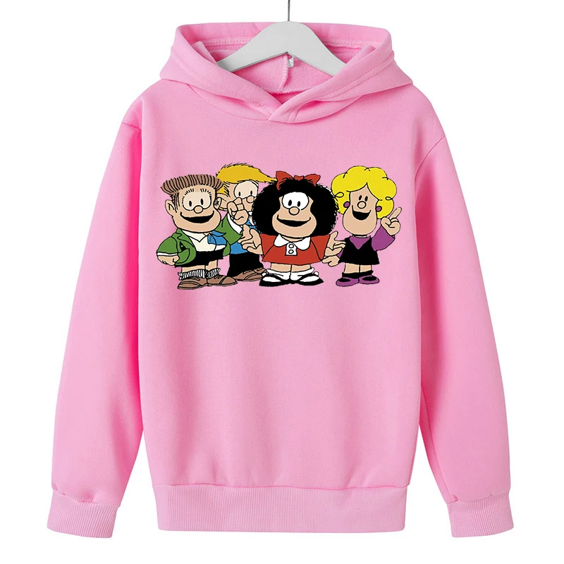 

Girls Mafalda cute Jacket Hoodie Harajuku Children's Sweater Autumn Fashion Casual Harajuku Jacket Sports Pullover 4-12 Years Ol