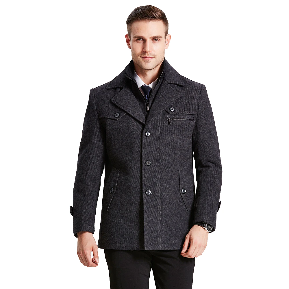 

Men's Wool Coats & Jackets Winter Mens Casual Warm Outerwear Jacket Overcoat Pea Coat Holyrising #18092