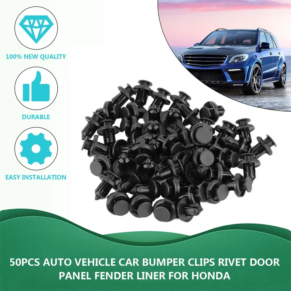 

Car Bumper Fender 10mm 50Pcs Hole Plastic Rivets Door Panel Fender Liner Fasteners Screw Car Fastener Clips Retainer For Honda