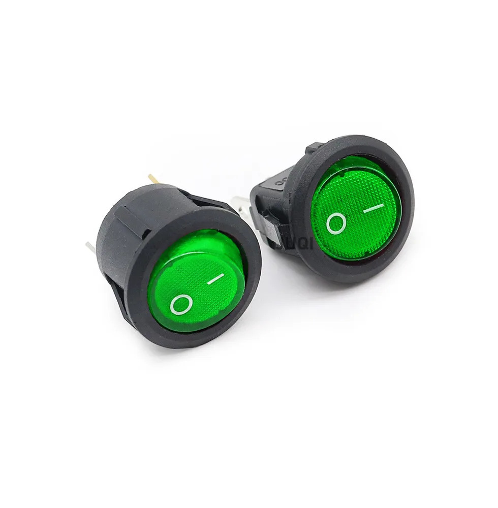 Зеленый Кулисный Переключатель KCD1 2 шт. 12 В 220 ВКЛ-ВЫКЛ положения 3 контакта