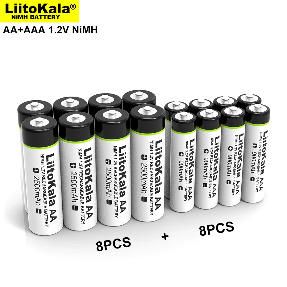 

Liitokala 1.2V AA 2500mAh AAA 900mAh Ni-MH Rechargeable Battery for Temperature Gun Remote Control Mouse toy Batteries
