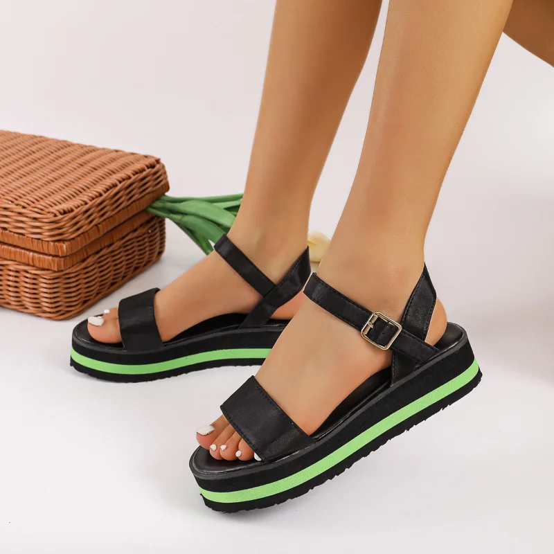 

Женские босоножки с ремешком на щиколотке, сандалии на платформе, повседневные туфли на плоской подошве, 2023