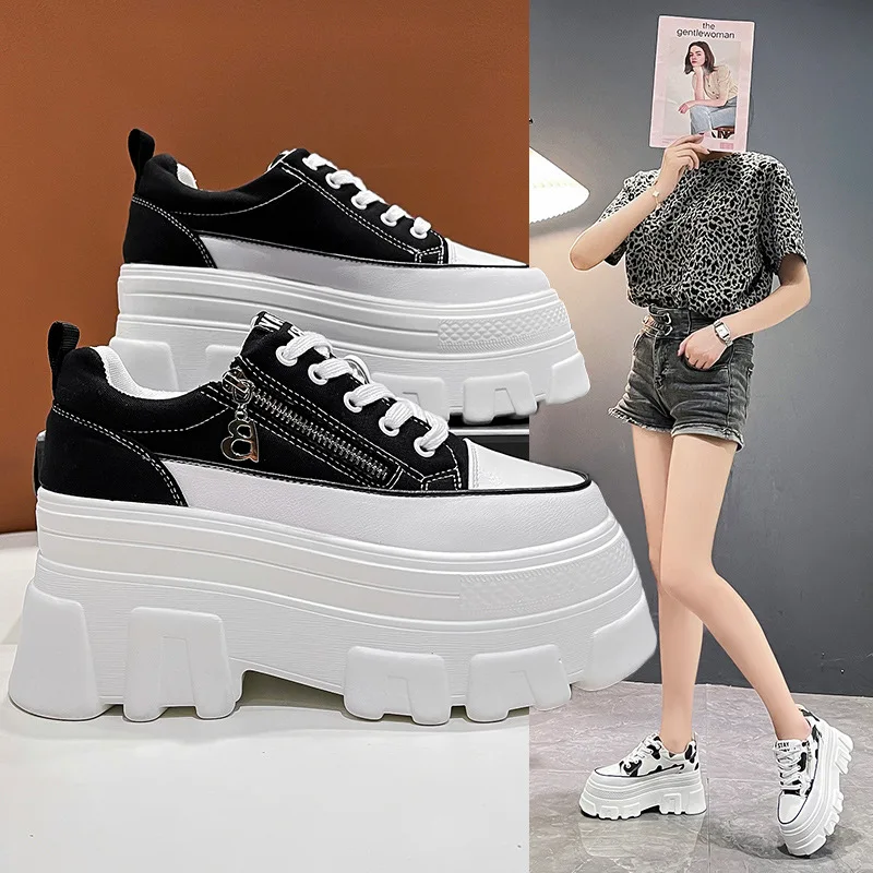 

Comem Autumn New Korean Version Thick-soled Platform Low-top Casual Sneakers Canvas Female 2023 Leopard Women Popular Summer 39