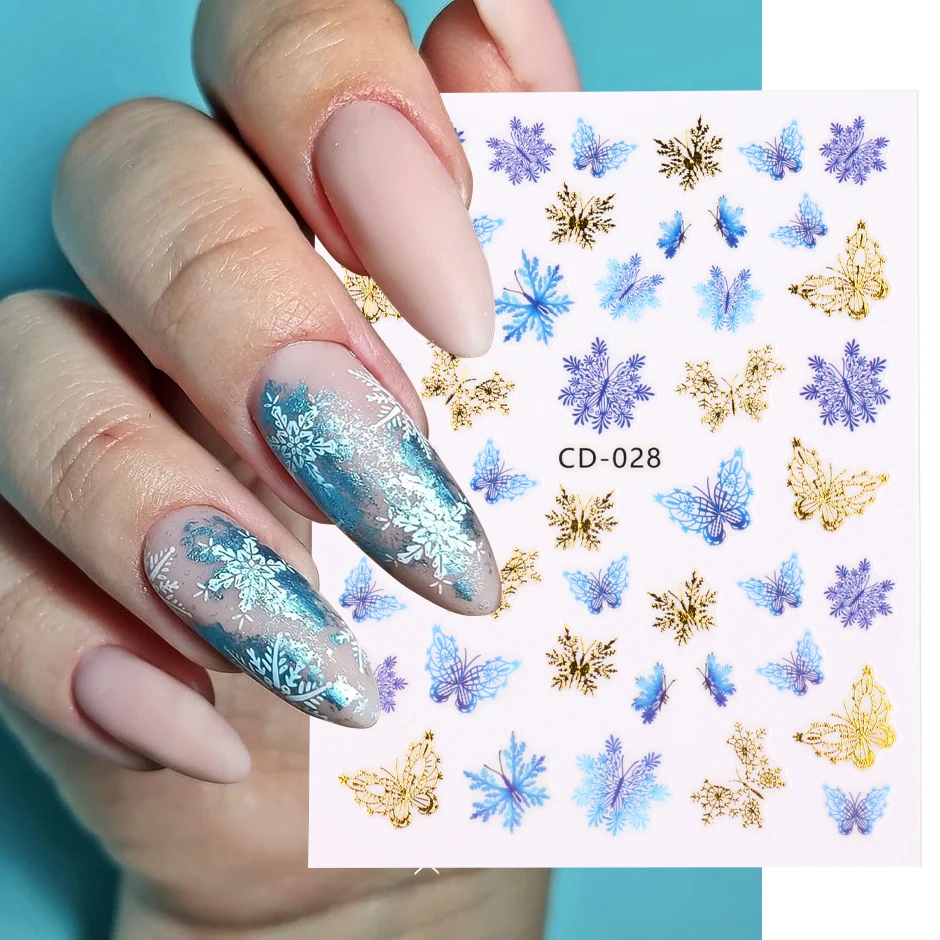 

Holographic Flying Snowflakes Nail Art Decals Cute Bear Deer Xmas Element Stickers New Year Letter DIY Manicure Foils Decor JICD