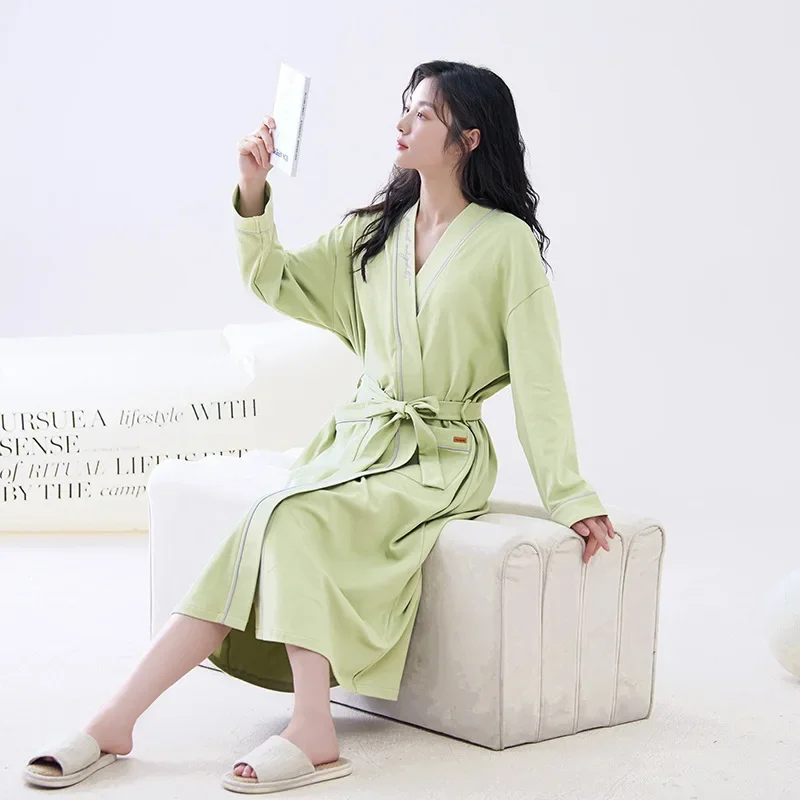 Новинка 2024 весенне-осенний женский халат из чистого хлопка высококачественный