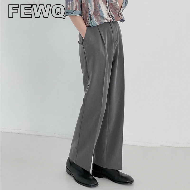 

Мужские брюки с широкими штанинами FEWQ, черные и серые прямые брюки в деловом стиле, Новинка осени и лета 2023
