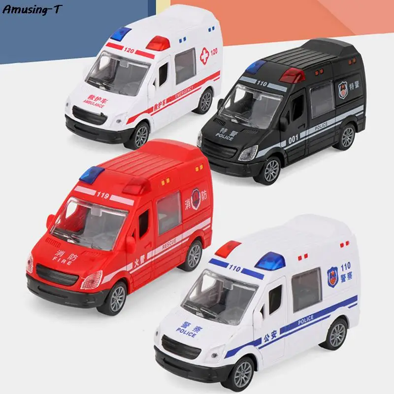 

Новинка, 1 шт., металлическая модель автомобиля скорой помощи в больницах, полиции, металлическая модель автомобиля с оттягивающим звуком и искусственным сплавом, литой автомобиль, игрушка для детей, подарок для мальчиков