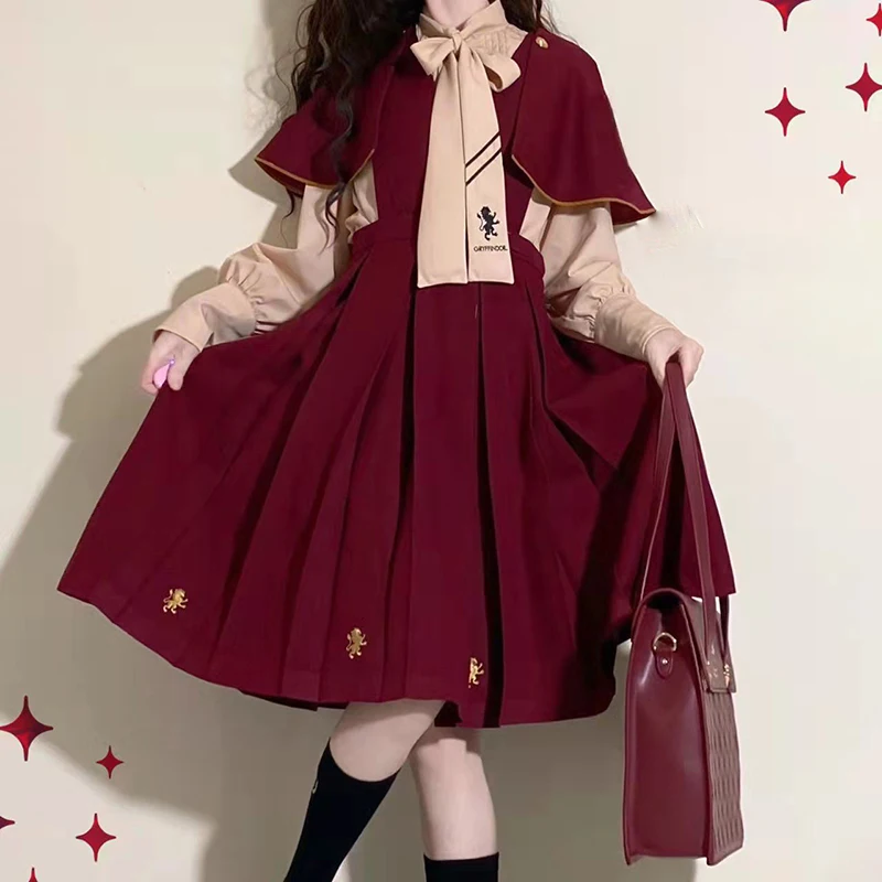 

Dress Women Japanese Style Preppy JK3 Piece Set Lolita Girls Cos Students y2k Blouse Shirts Sleeveless Dress Shawl Suits New