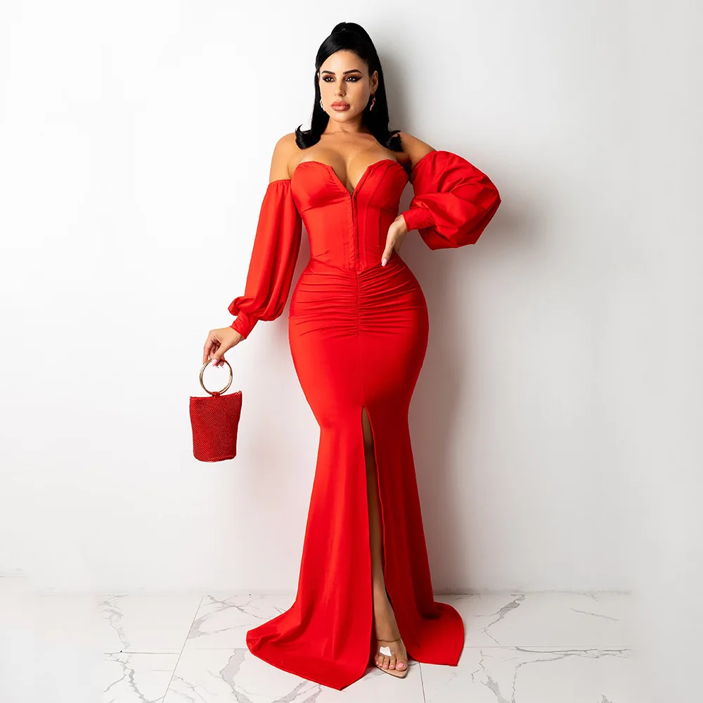 

Dress Fashion Sexy Solid Color Temperament Tube Top Dress Nightclub Autumn Spring New Fashion Vening Prom Dress Party Dresses