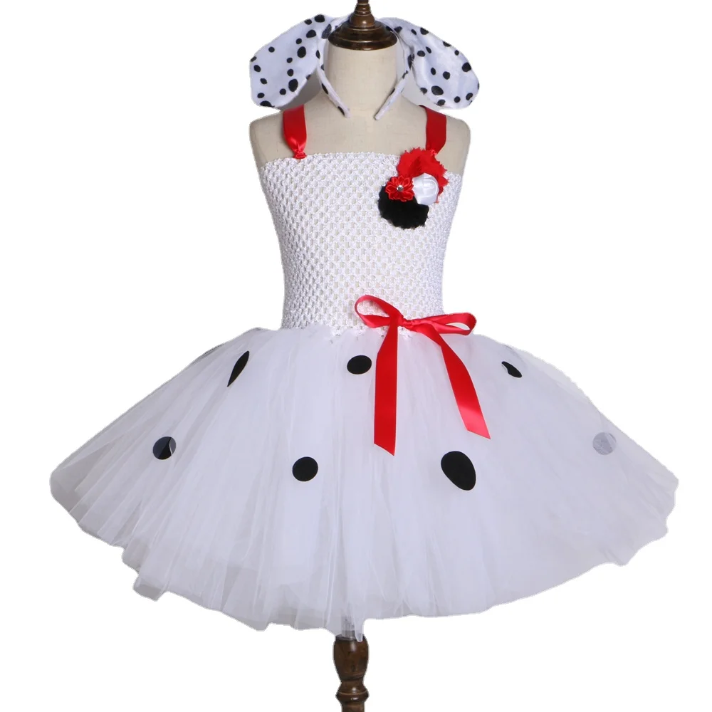 101 Dalmatians Costume Kids Halloween Costumes Spotted Dog Puppy Tutu Dress Up Baby Girl Holiday Party Clothes Children Clothing images - 6