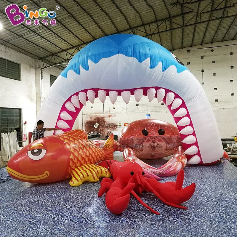 Гигантский надувной арка в виде акулы большой воздушный шар с изображением рыбы