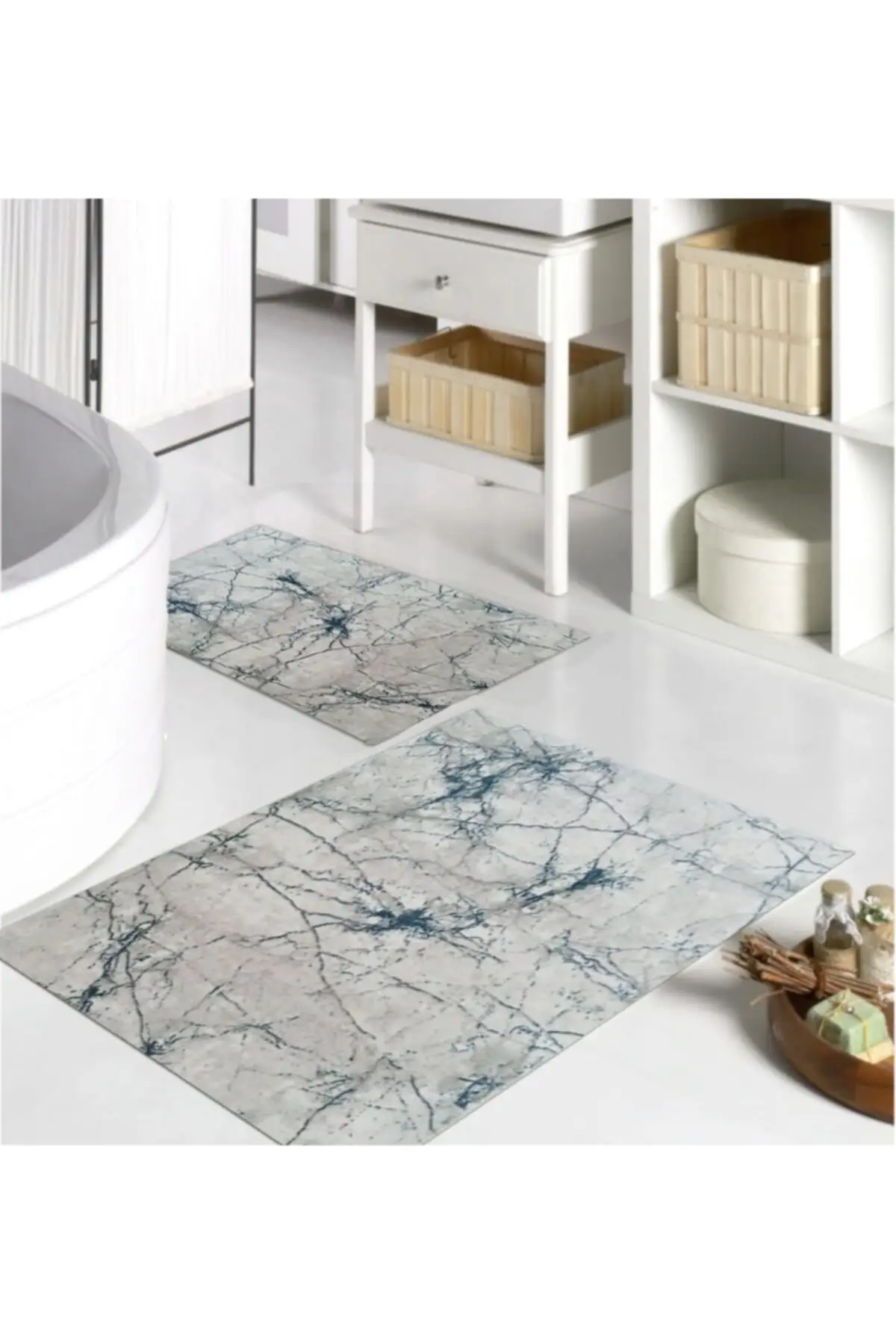 

2 Li bathroom carpet non-slip base set 2 gray gray mat