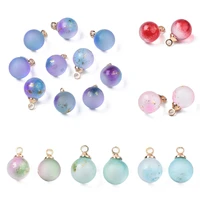 200pcs transparent spray painted round glass charms pendants with glitter powder for women earring necklace diy jewelry making