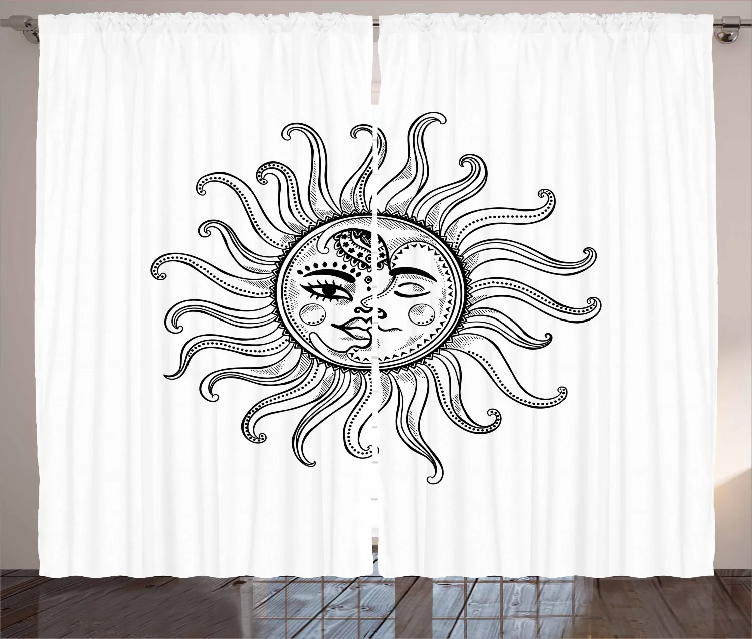 Солнцезащитные шторы винтажные Ретро этнические элементы Мультяшные атласные