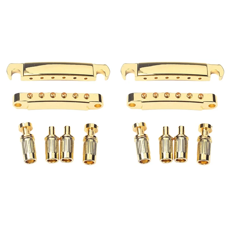 

2 Set Gold Plated Guitar Bridge Locking Tune-O-Matic Tom Bridge And Tailpiece Set For Lp Electric Guitar (Gold)