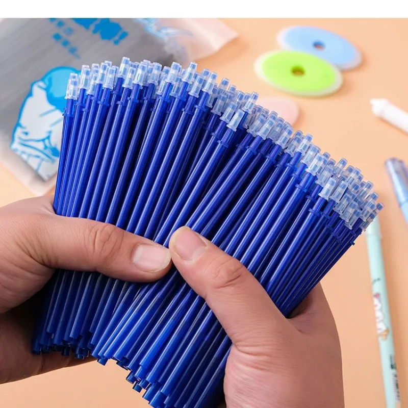 

100pcs Erasable refill for elementary school students' neutral pen refill, easy to wipe blue crystal black 0.5 refill