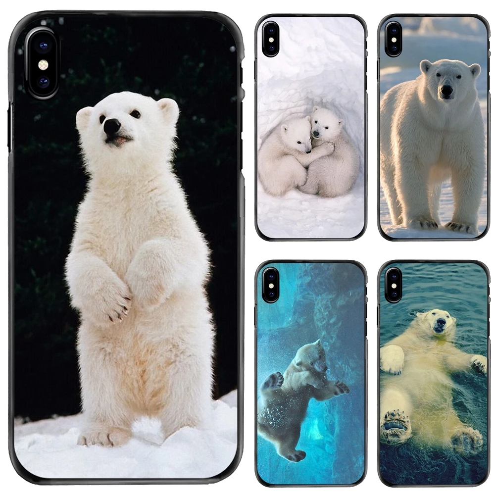 

For Apple iPhone 11 12 13 14 Pro MAX Mini 5 5S SE 6 6S 7 8 Plus 10 X XR XS Hard Phone Bag Case Polar bear in the shore of Alaska