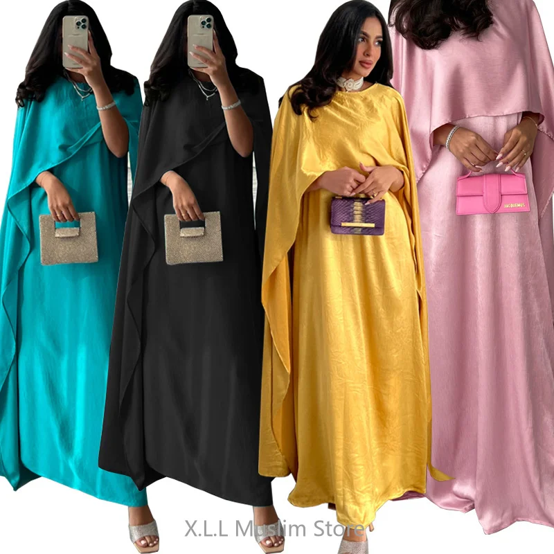 Платье Abaya мусульманское платье Eid Рамадан платья свободного кроя с длинными