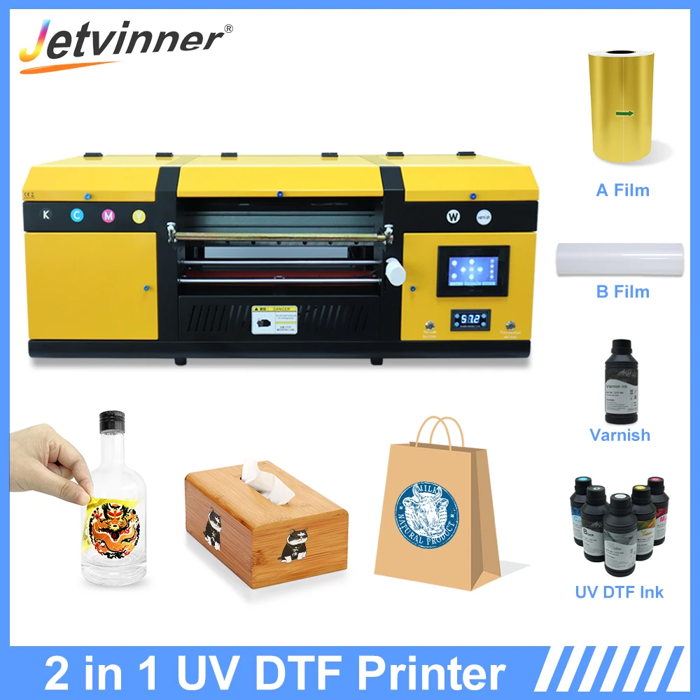 

A3 UV DTF 2-in-1 Multifunctional Sticker Printer with Double Print Head Waterproof Dustproof Embossed Sticker Printing Machine