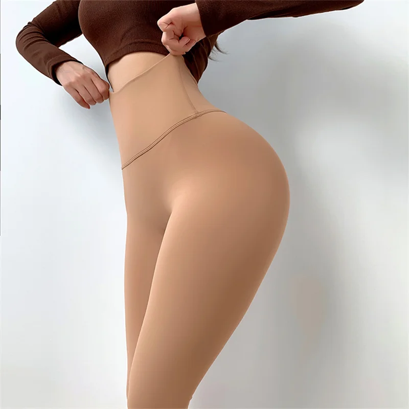 Winter Warm Thicken Fabric Fitness Pants  High Waist Sport Legging Elastic NO Camel Toe Workout GYM Tights Yoga Bottoms