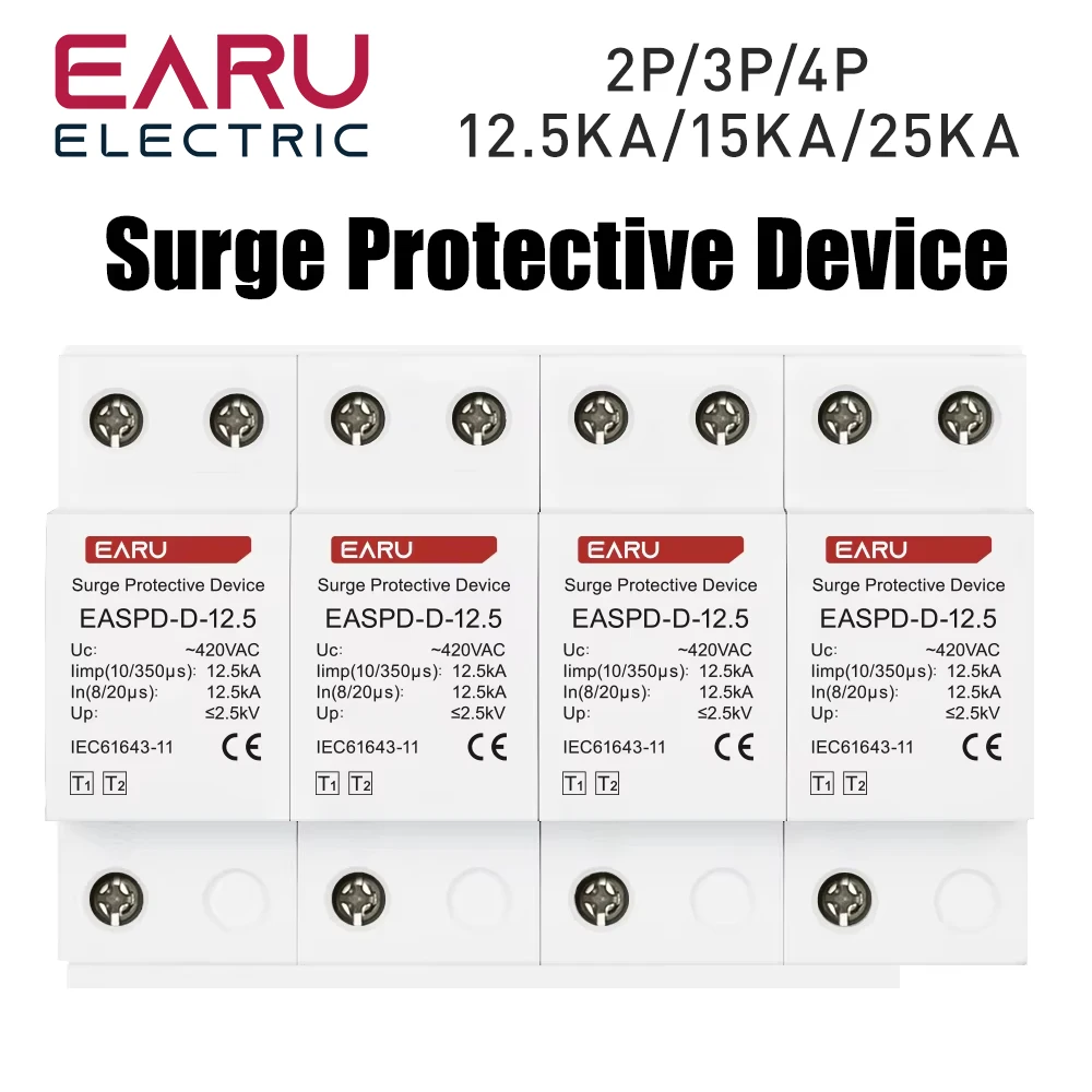 Молниезащита от перенапряжения Тип переключателя для питания переменного тока 2P