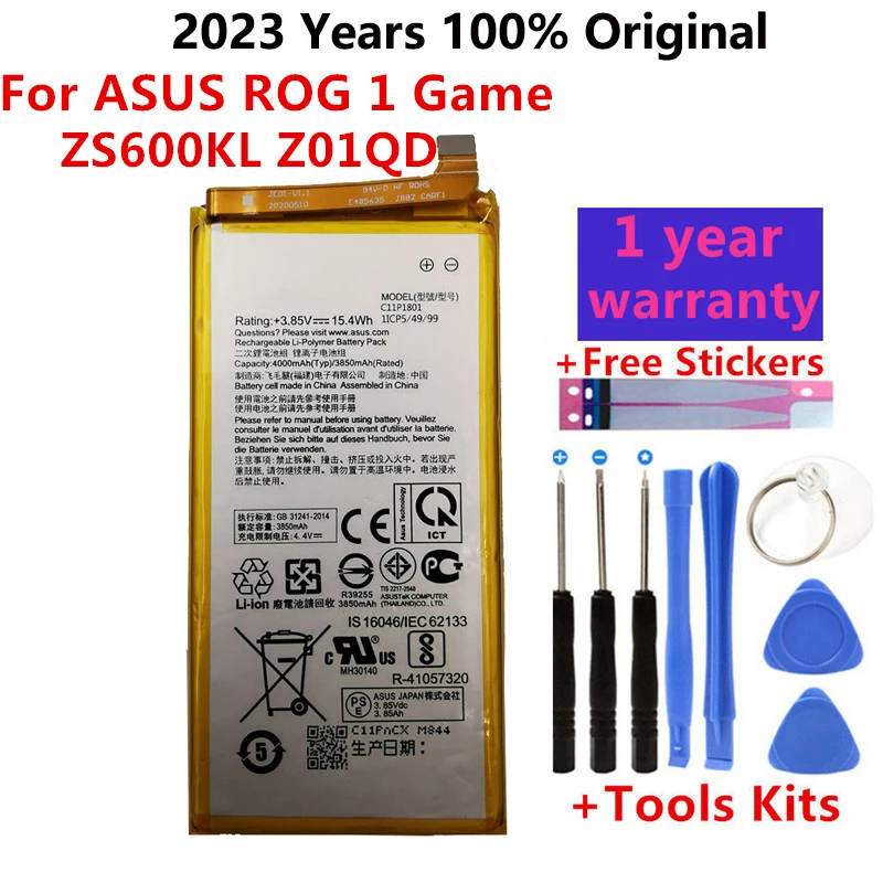 100% Оригинальный аккумулятор большой емкости C11P1801 ZS600KL Z01QD для телефона ASUS ROG 1 игровой телефон 4000 мАч батареи батарея