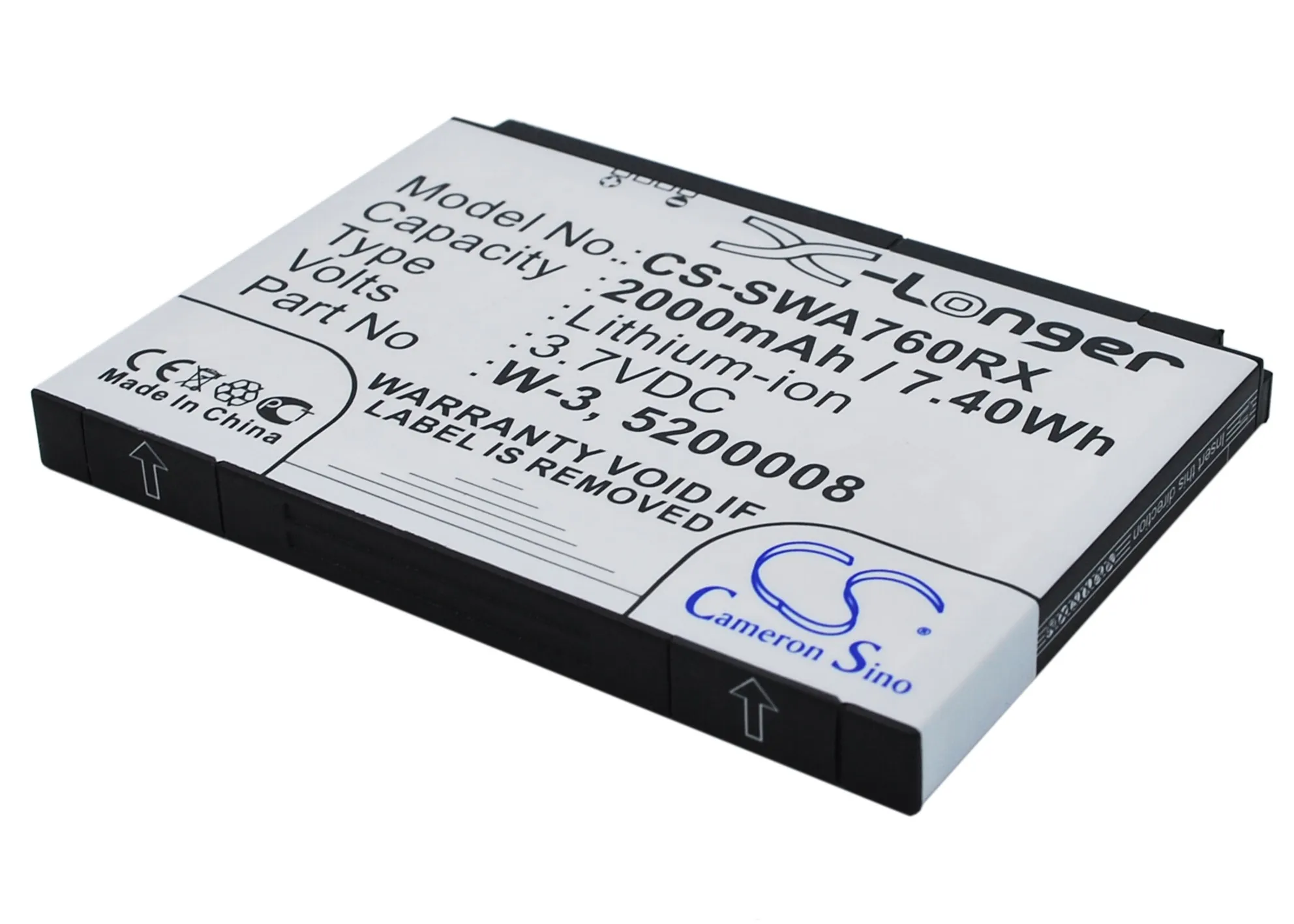 

CS Hotspot Battery for Sierra Wireless Aircard 762s 760s 760 785s 63s Wi-Fi 4G FC80 Plus Fits 5200008 W-3 2000mAh/7.40Wh Li-ion
