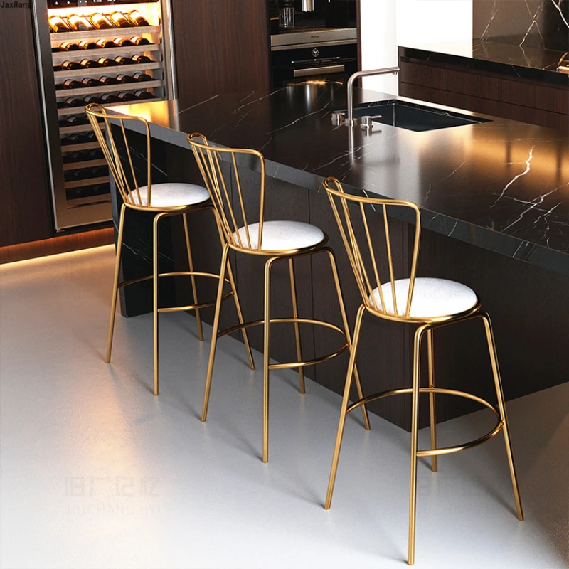 

Nordic Leisure Bar Chairs Minimalist Living Room Restaurant Bar Chairs Back High Modern Creative Stołki Barowe Furniture WZ