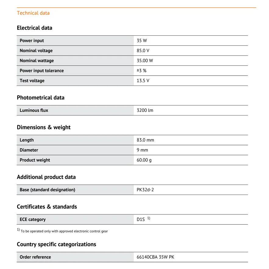 OSRAM HID D1S PK32d-2 Ксеноновые супер белые автомобильные фары дальнего/ближнего света