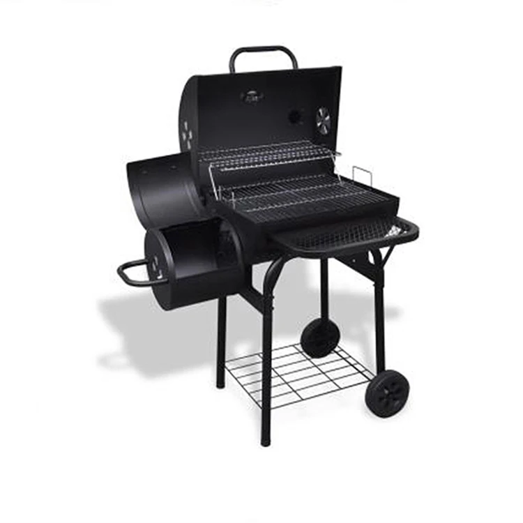 

Charcoal Bbq Grill Trolley Smoker Barbecue Griller With Side Barrel Smoker