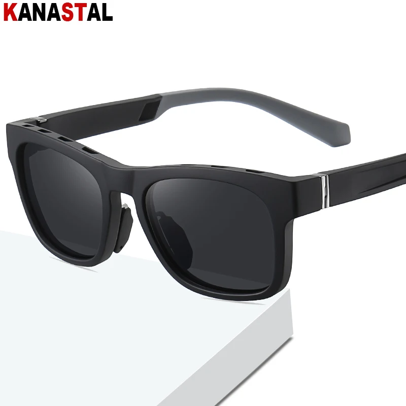 

Men Polarized Sunglasses Casual Air Holes Women Sun Glasses TR Square Eyeglasses Frame Travel Beach Outdoor Sports Shade Eyewear