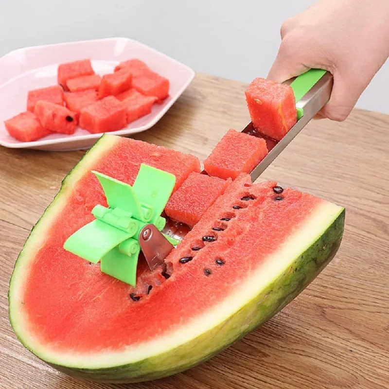 

Watermelon Cutter Knife Stainless Steel Windmill Design Easy Cut Watermelon Piece Kitchen Gadget Salad Fruit Slicer Cutter Tools