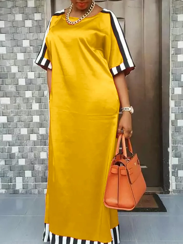 Богемное длинное платье-макси VONDA 2023 летнее платье Женский атласный сарафан в