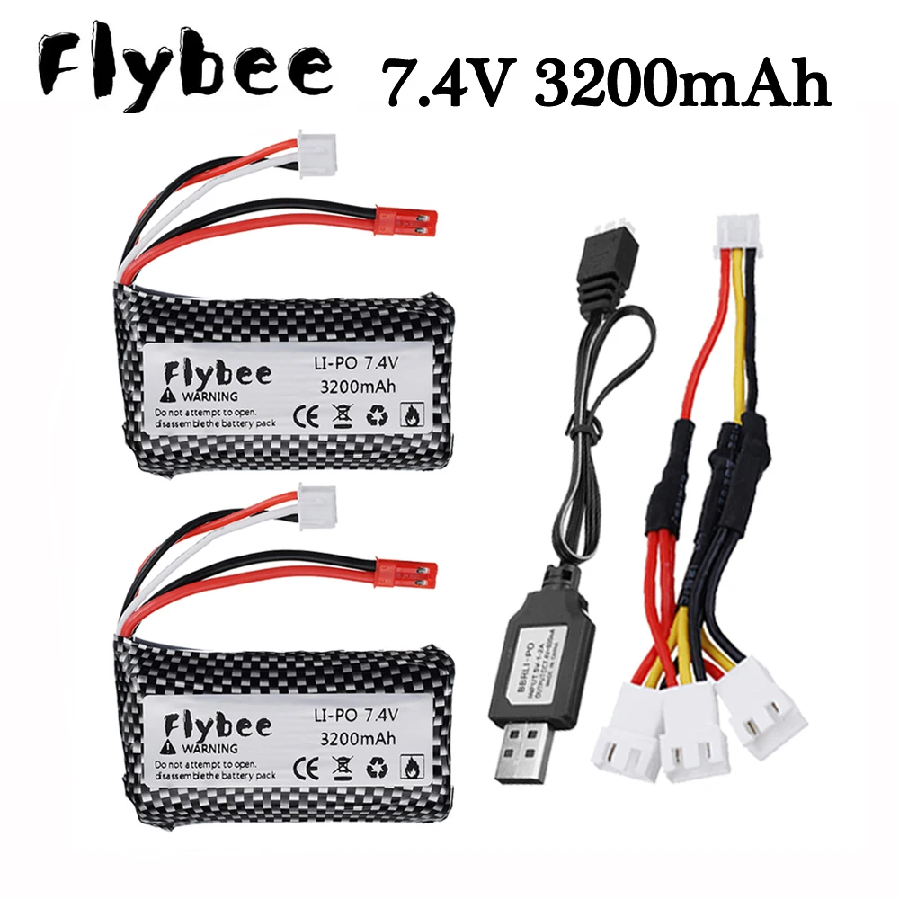 

(Разъем JST) 18650 7,4 V 3200mAh Lipo батарея для Wltoys A959 MJX F45 Huanqi 957 948 RC вертолет батарея детали с зарядным устройством