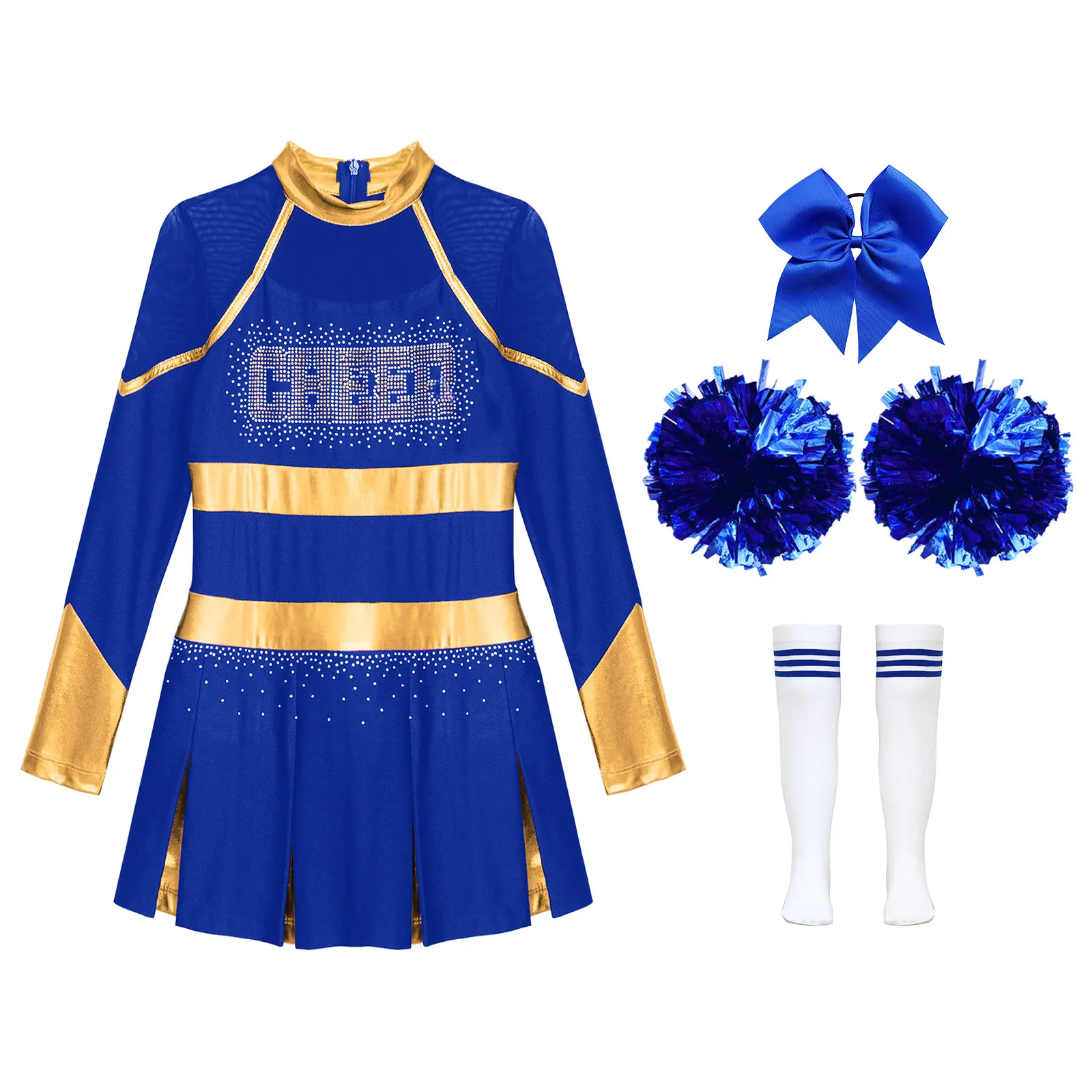 Костюм черлидинга для косплея девочек униформа болельщика платье школьниц носки