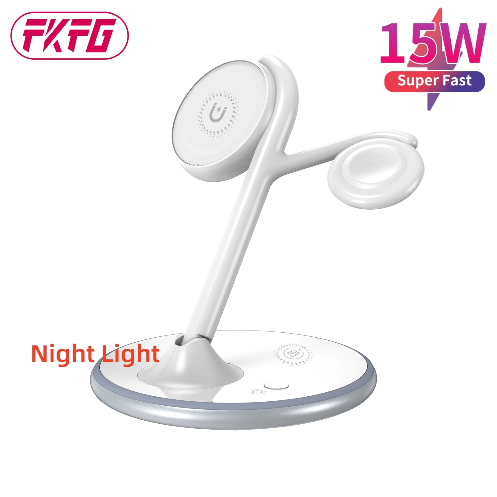 

15W 3 In 1 Wireless Charger Stand Pad with Light For iPhone 14 13 12 X Apple Watch Airpods pro Phone Fast Charging Dock Station