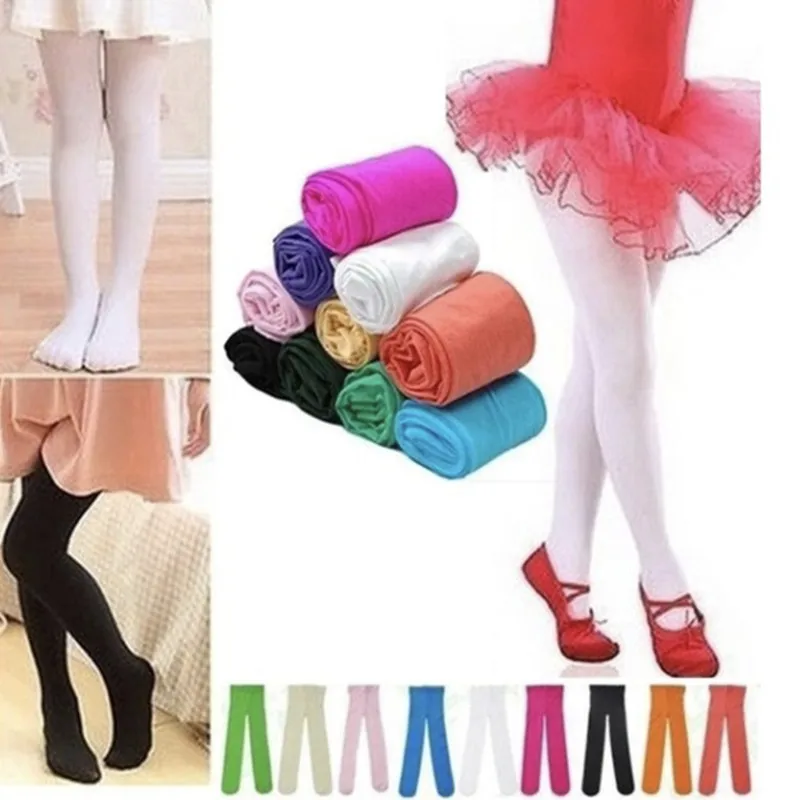 

2PC/LOT Kids Ballet Dance Tights for Girls Stocking Children Velvet Solid White Pantyhose 3-12Years