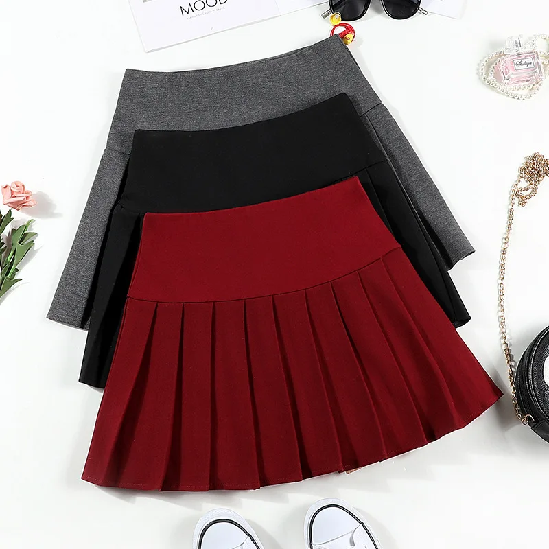 

Korean Fashion Y2k High Waist Pleated Female Skirt Elastic Waist Knitted Stretchy Autumn Winter Casual Short A-line Mini Skirts