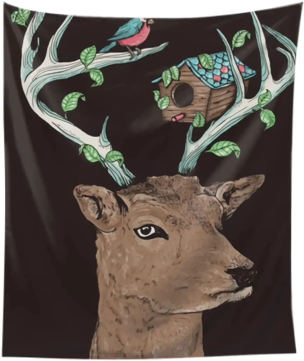 

Forest Deer Tapestry Wall Hanging Tapestries Polyester Carpet Decorative for Living Room Bedroom Dorm 60 x 51 Inches, Imiss