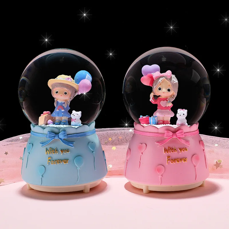 

Cute Balloon Girl Crystal Ball Music Box Glowing Water Balloon Music Box Children's Birthday Gift Spirited Away Carousel