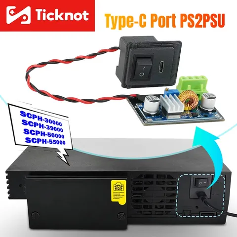 Сменный блок питания TicKnot типа C для платы питания PS2 для консоли PS2 Fat 3XXXX/5XXX, плата питания